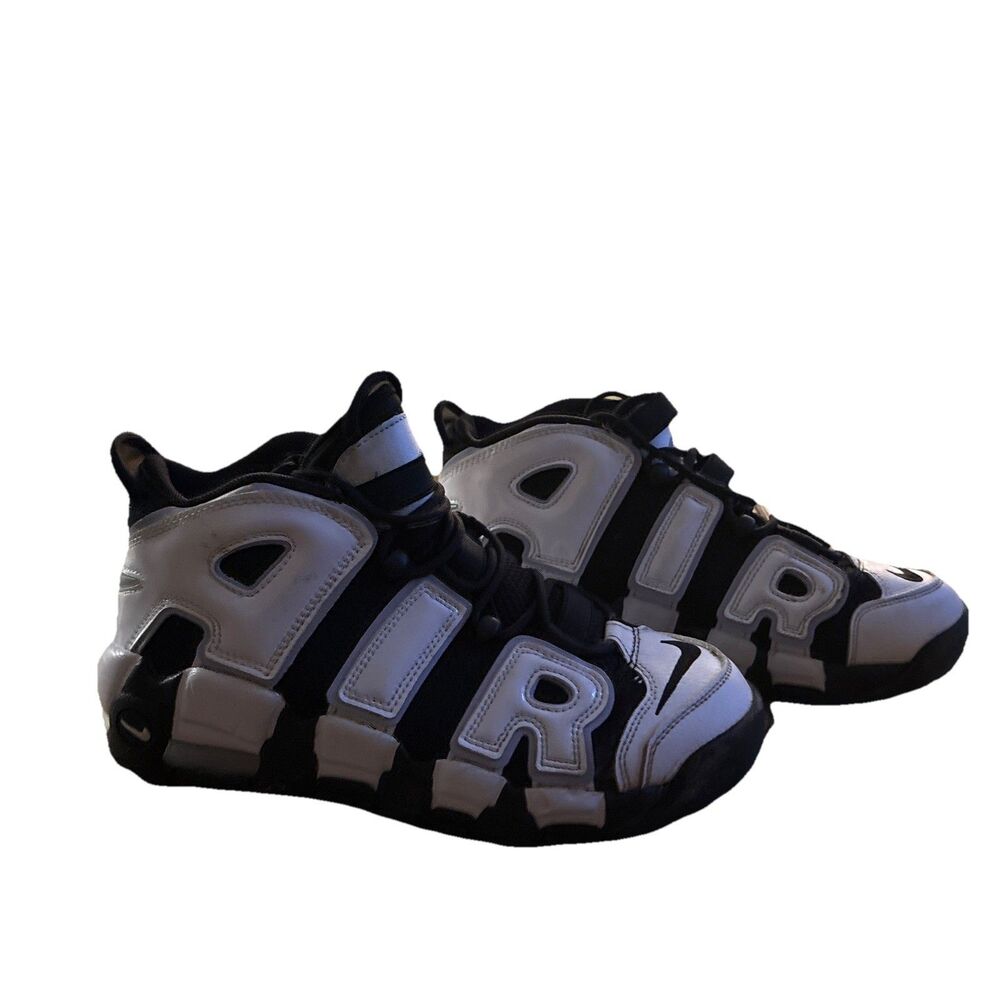 Nike Air More Uptempo GS White Black Iridescent Cobalt DQ6200 001 Size 6.6Y